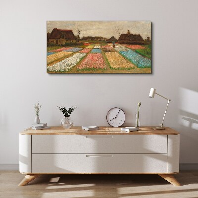 Canvas schilderij Lente tulpenvelden