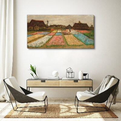 Canvas schilderij Lente tulpenvelden