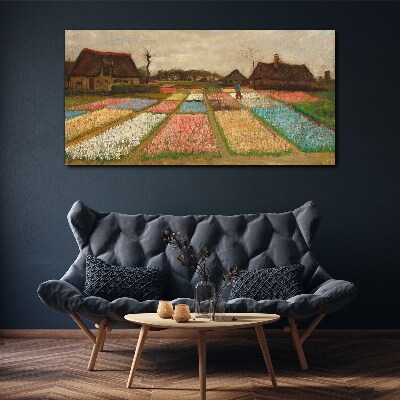 Canvas schilderij Lente tulpenvelden