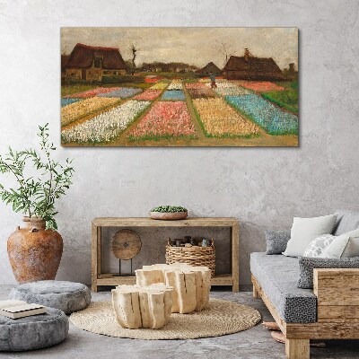 Canvas schilderij Lente tulpenvelden