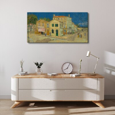 Canvas schilderij Landschap van een klein stadje in de zon