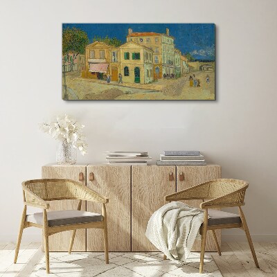 Canvas schilderij Landschap van een klein stadje in de zon