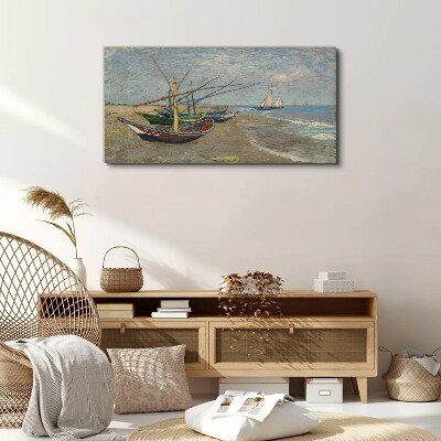 Foto op canvas Boten op het strand