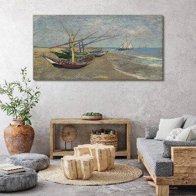 Foto op canvas Boten op het strand