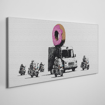 Canvas schilderij Donuts Politie Banksy