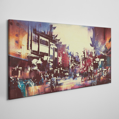 Canvas schilderij Straatbeeld in de kleuren van de nacht