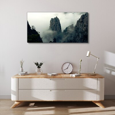 Canvas schilderij Mistig berglandschap