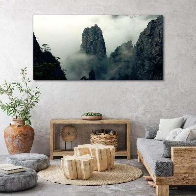 Canvas schilderij Mistig berglandschap