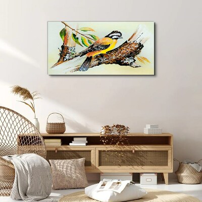 Schilderij op doek Een vogel op een tak