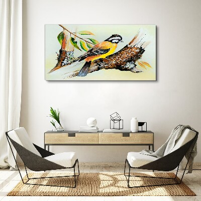 Schilderij op doek Een vogel op een tak