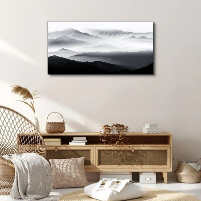 Schilderij op doek Mistig bergpanorama