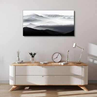 Schilderij op doek Mistig bergpanorama