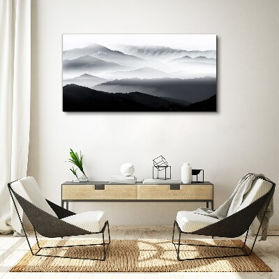 Schilderij op doek Mistig bergpanorama