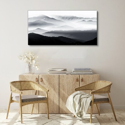 Schilderij op doek Mistig bergpanorama