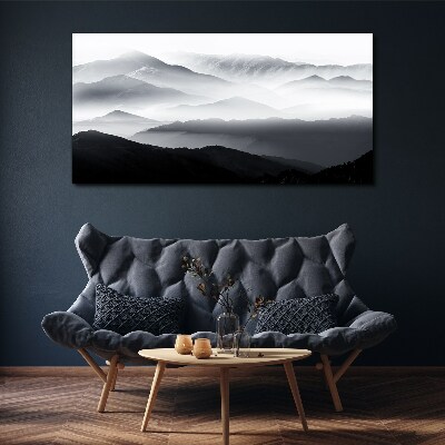 Schilderij op doek Mistig bergpanorama
