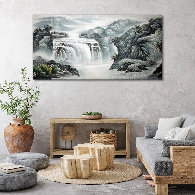 Foto op canvas Rustige watervallen in een berglandschap