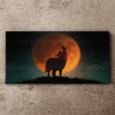 Canvas schilderij Wolf onder de maan