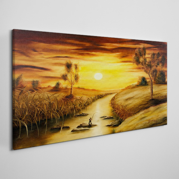 Canvas schilderij Gouden uur op de rivier