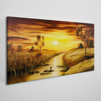 Canvas schilderij Gouden uur op de rivier