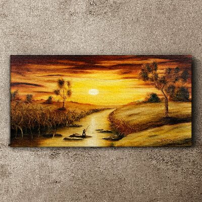 Canvas schilderij Gouden uur op de rivier