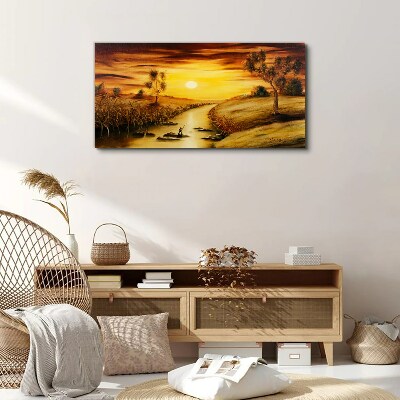 Canvas schilderij Gouden uur op de rivier