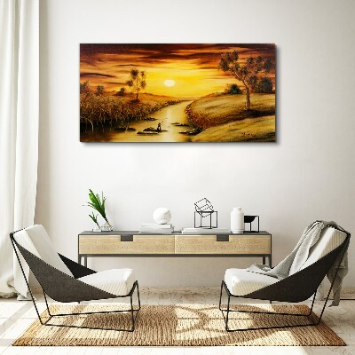 Canvas schilderij Gouden uur op de rivier