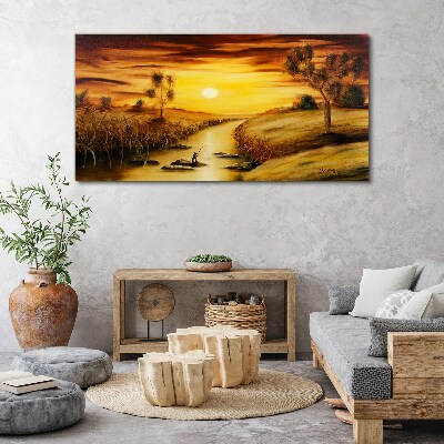 Canvas schilderij Gouden uur op de rivier