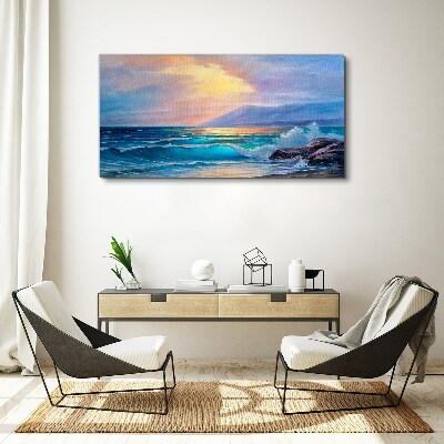 Schilderij op doek Een rustige ochtend aan de oceaan