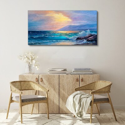 Schilderij op doek Een rustige ochtend aan de oceaan