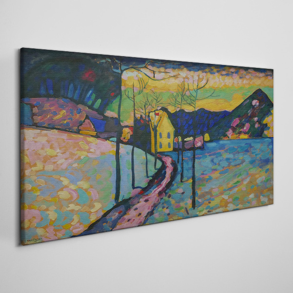 Canvas schilderij Kleurrijk landschap met een huis