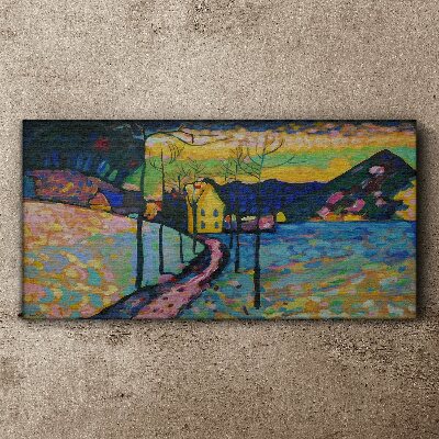 Canvas schilderij Kleurrijk landschap met een huis