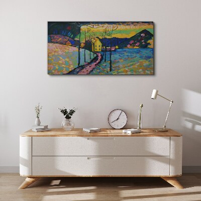 Canvas schilderij Kleurrijk landschap met een huis