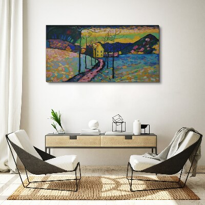 Canvas schilderij Kleurrijk landschap met een huis