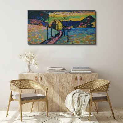 Canvas schilderij Kleurrijk landschap met een huis