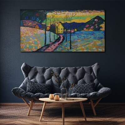 Canvas schilderij Kleurrijk landschap met een huis