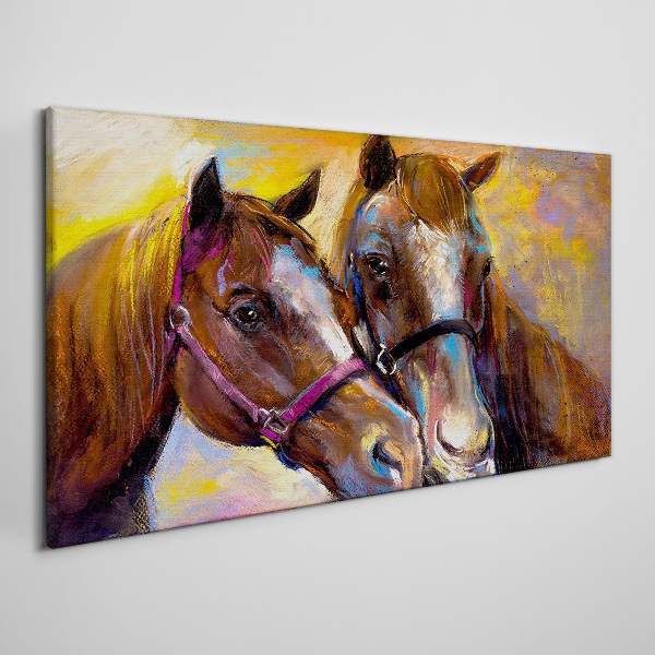 Canvas schilderij Close-up van twee paarden