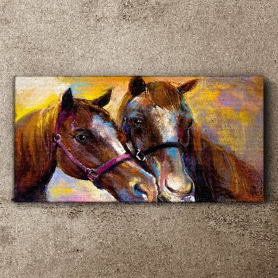 Canvas schilderij Close-up van twee paarden