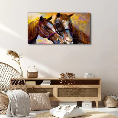 Canvas schilderij Close-up van twee paarden
