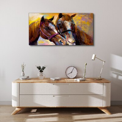 Canvas schilderij Close-up van twee paarden