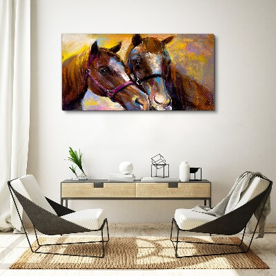 Canvas schilderij Close-up van twee paarden