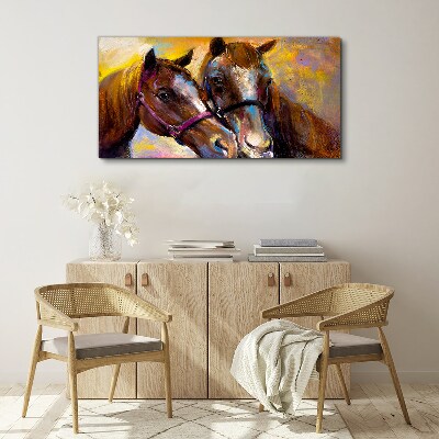 Canvas schilderij Close-up van twee paarden