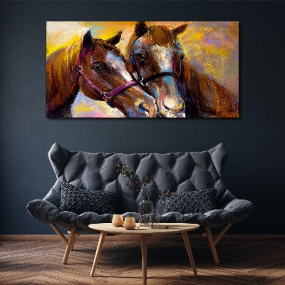 Canvas schilderij Close-up van twee paarden