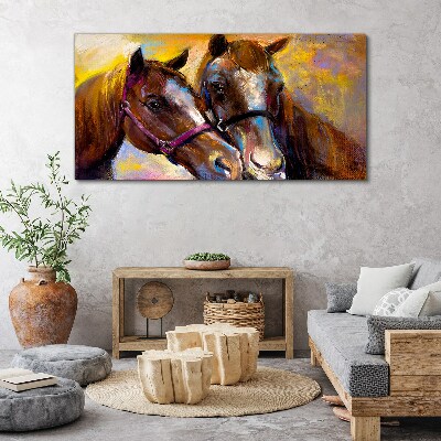 Canvas schilderij Close-up van twee paarden