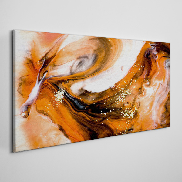 Schilderij op doek Gouden wervelingen in oranje tinten