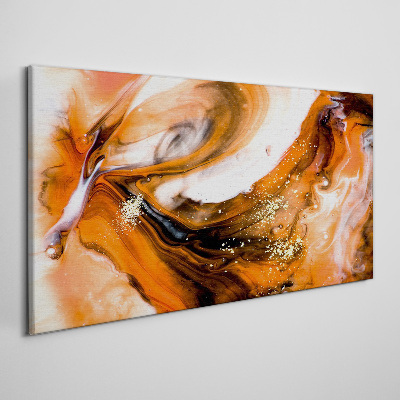 Schilderij op doek Gouden wervelingen in oranje tinten