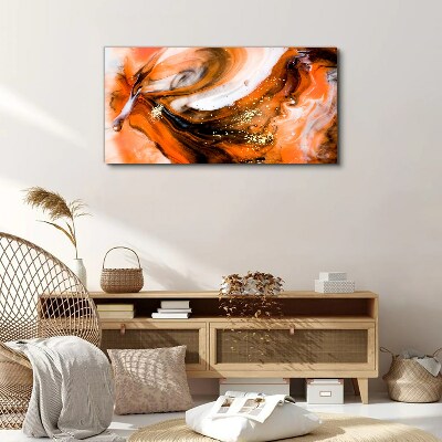 Schilderij op doek Gouden wervelingen in oranje tinten