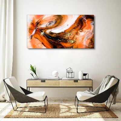 Schilderij op doek Gouden wervelingen in oranje tinten