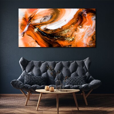 Schilderij op doek Gouden wervelingen in oranje tinten