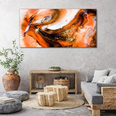 Schilderij op doek Gouden wervelingen in oranje tinten