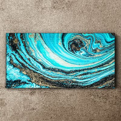 Canvas schilderij Oceaan wervelt in blauw en goud